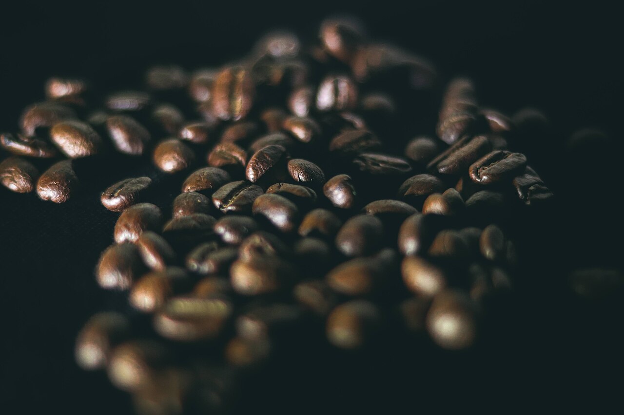 Coffee beans roasting in a commercial roaster